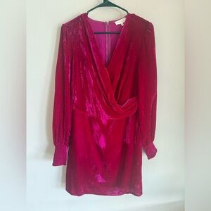Elegant Velvet Dress in Rich Pink